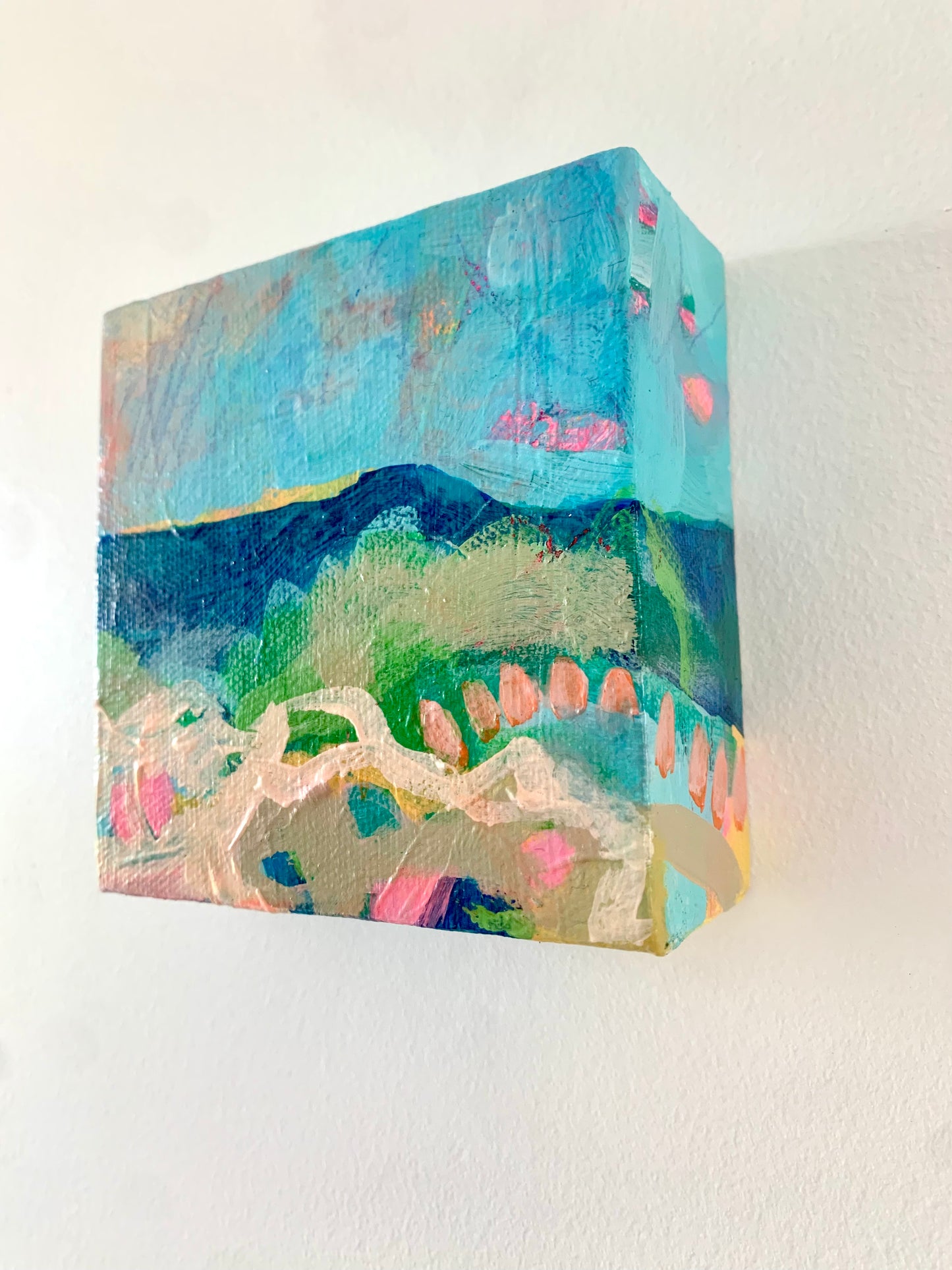 Art - Blue Wave, original mixed media painting on box canvas