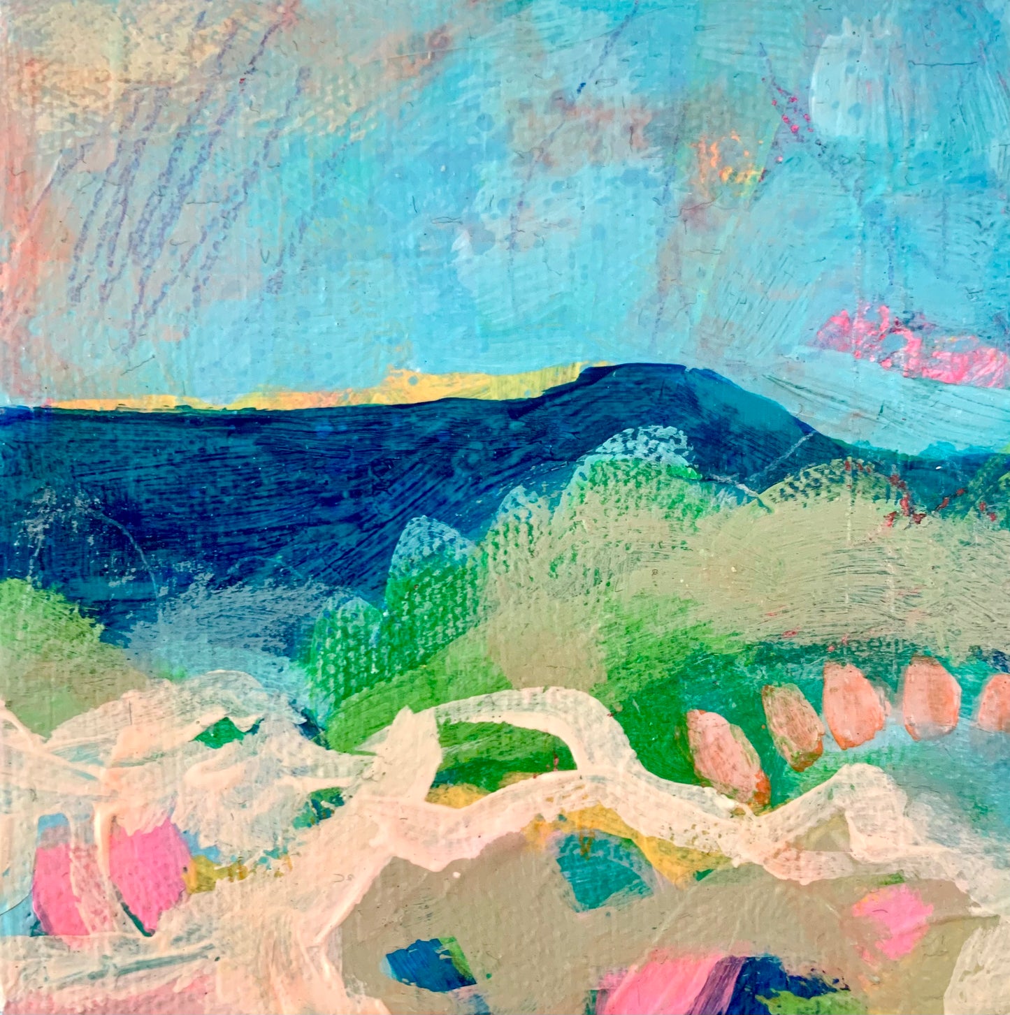 Art - Blue Wave, original mixed media painting on box canvas