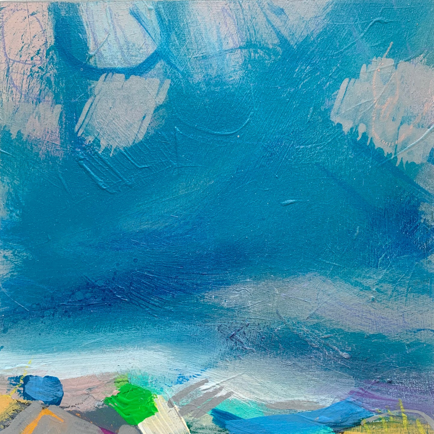 Under Blue Sky - a small original mixed media painting
