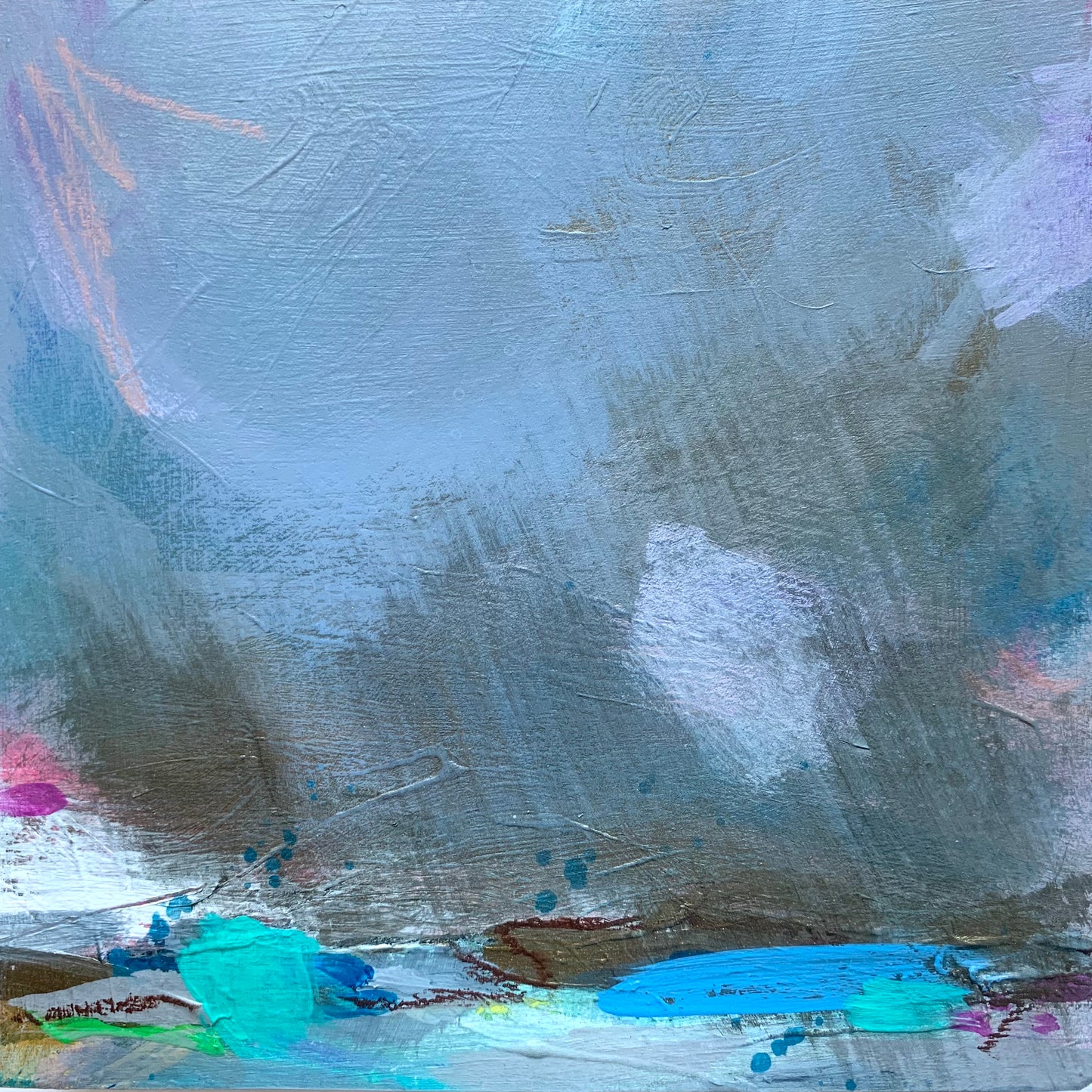 Rain - a small original mixed media painting