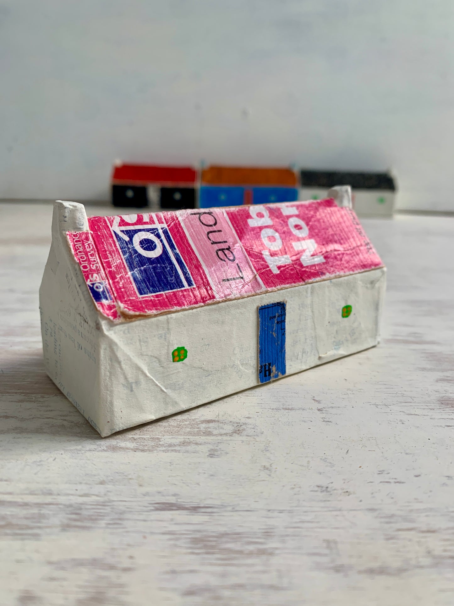 Sculpture - papier mâché and mixed media house sculpture