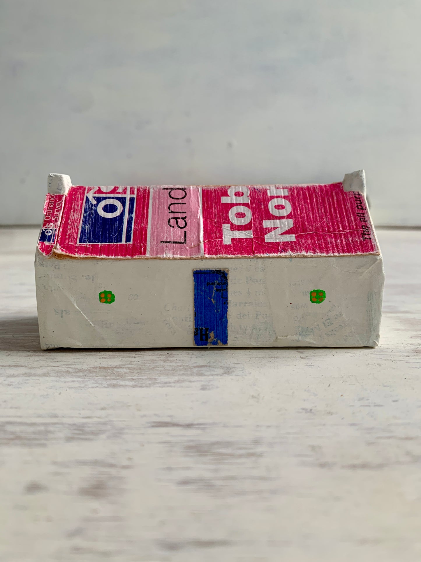 Sculpture - papier mâché and mixed media house sculpture