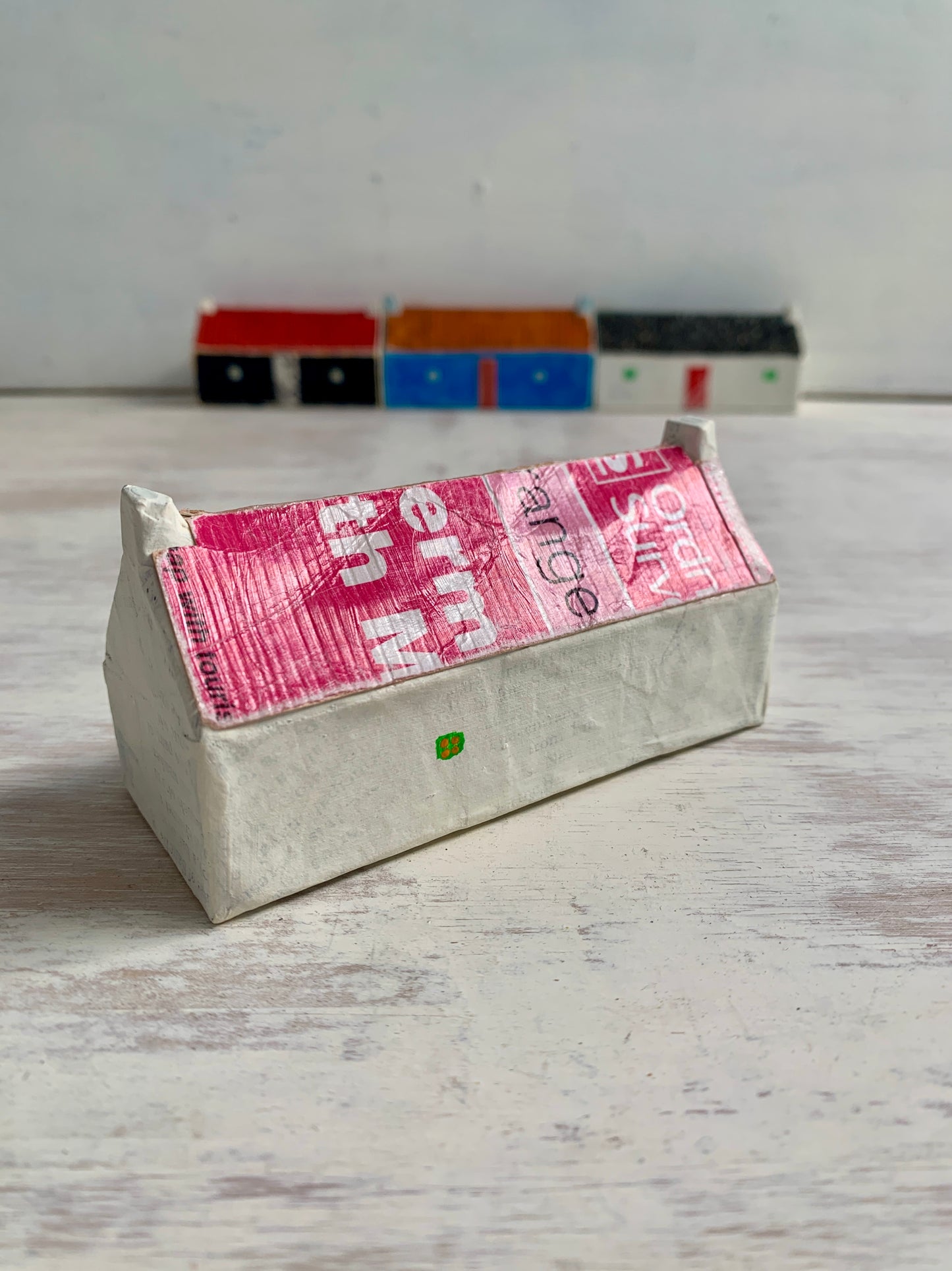 Sculpture - papier mâché and mixed media house sculpture