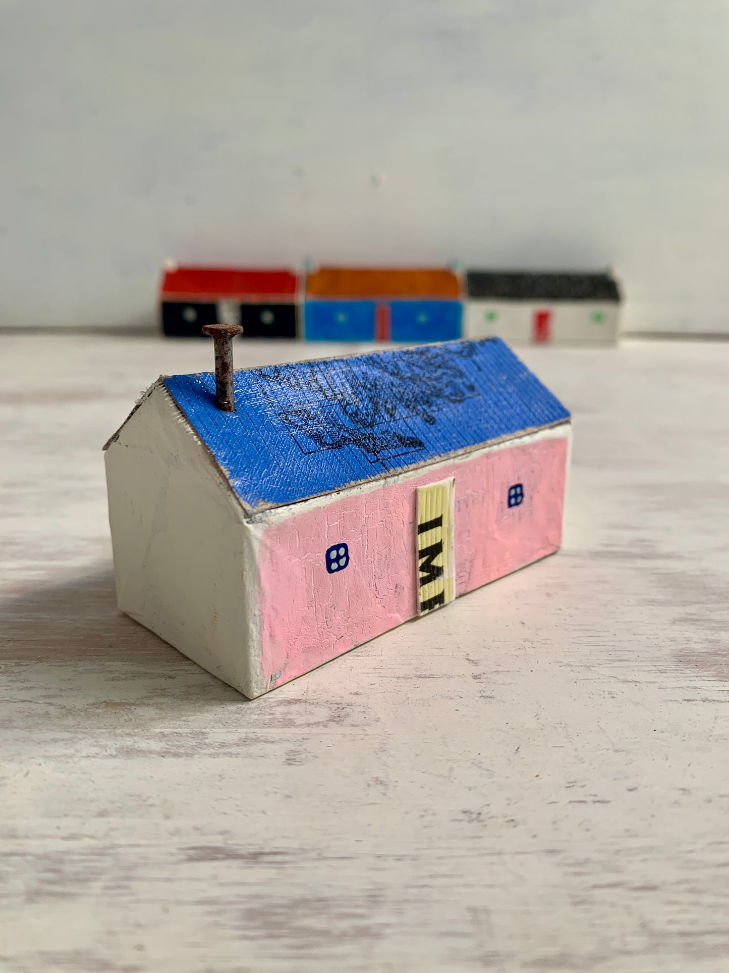 Sculpture - papier mâché and mixed media house sculpture