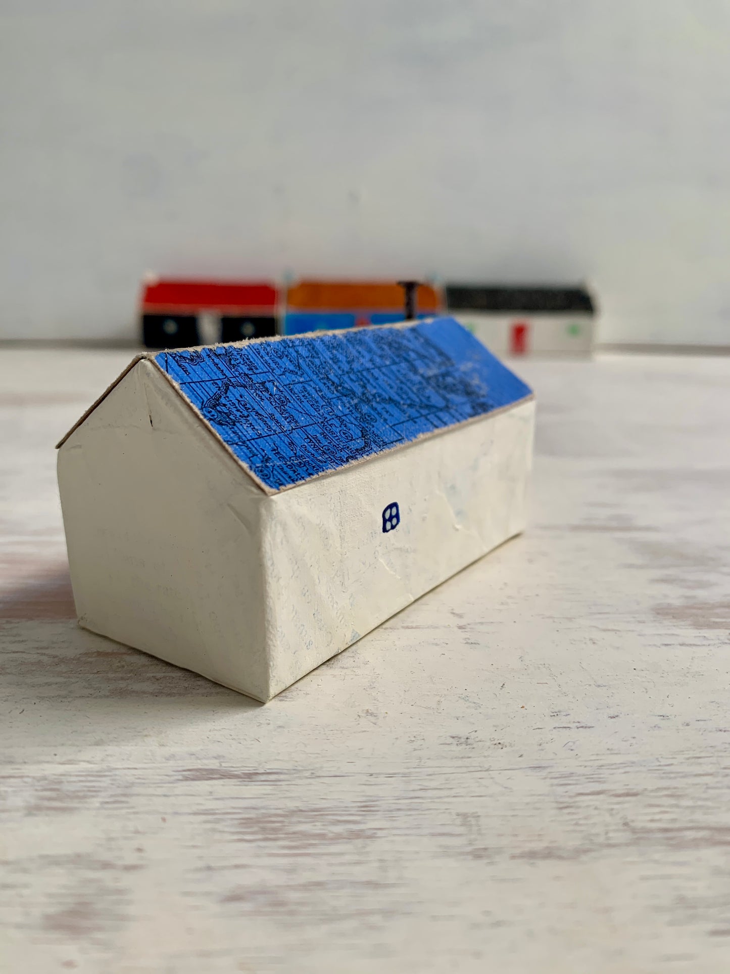 Sculpture - papier mâché and mixed media house sculpture