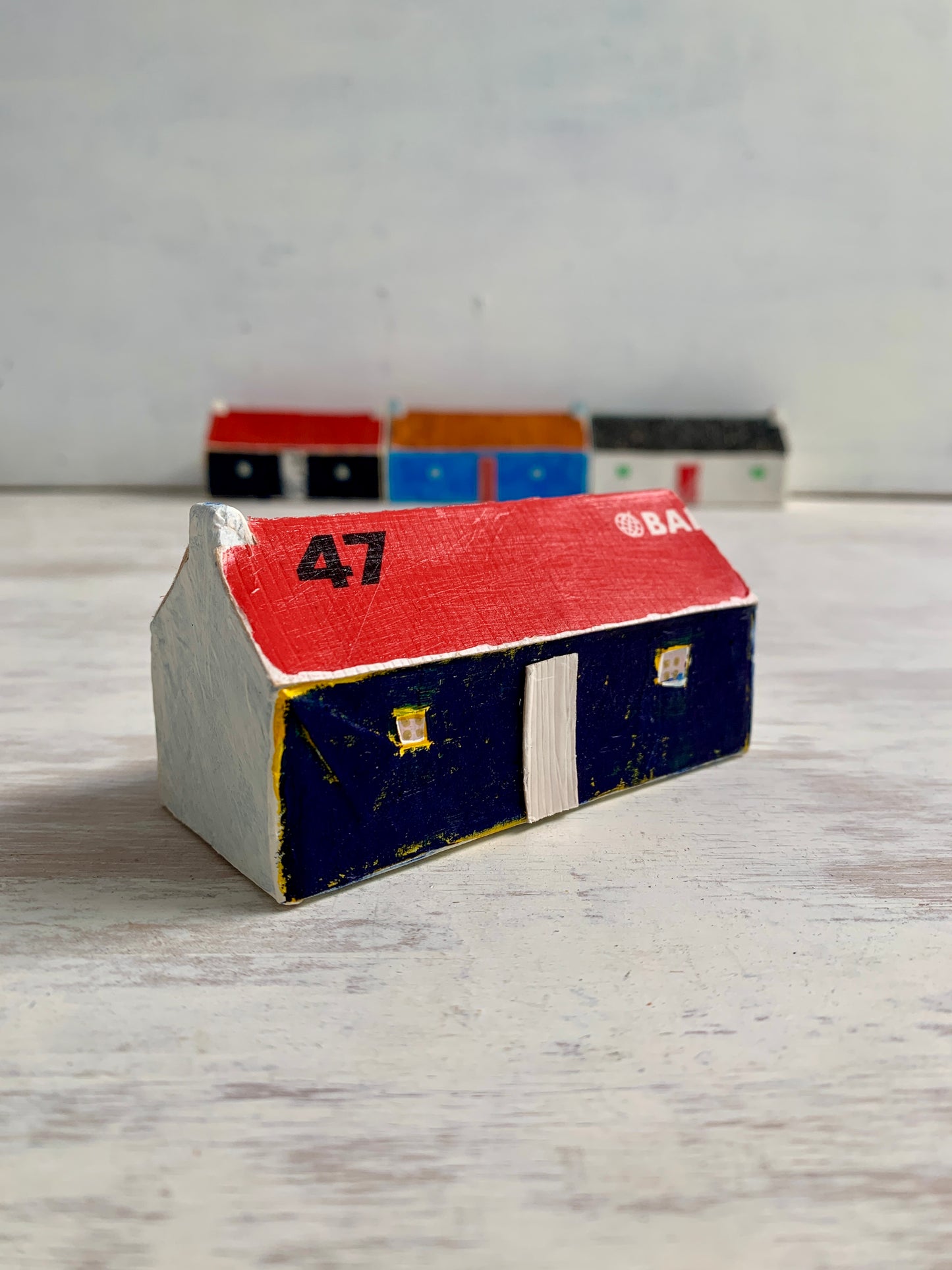 Sculpture - papier mâché and mixed media house sculpture