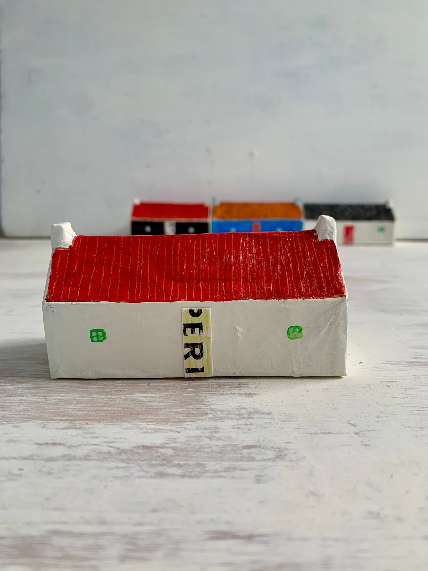 Sculpture - papier mâché and mixed media house sculpture