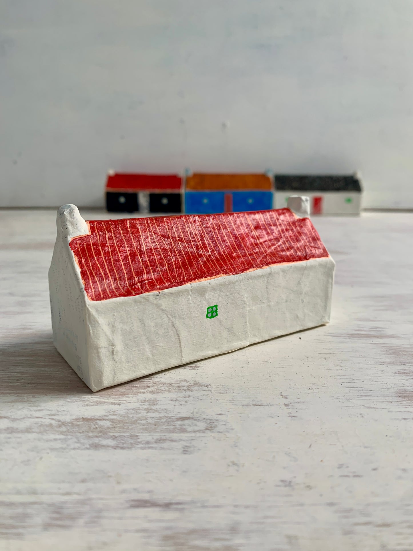 Sculpture - papier mâché and mixed media house sculpture