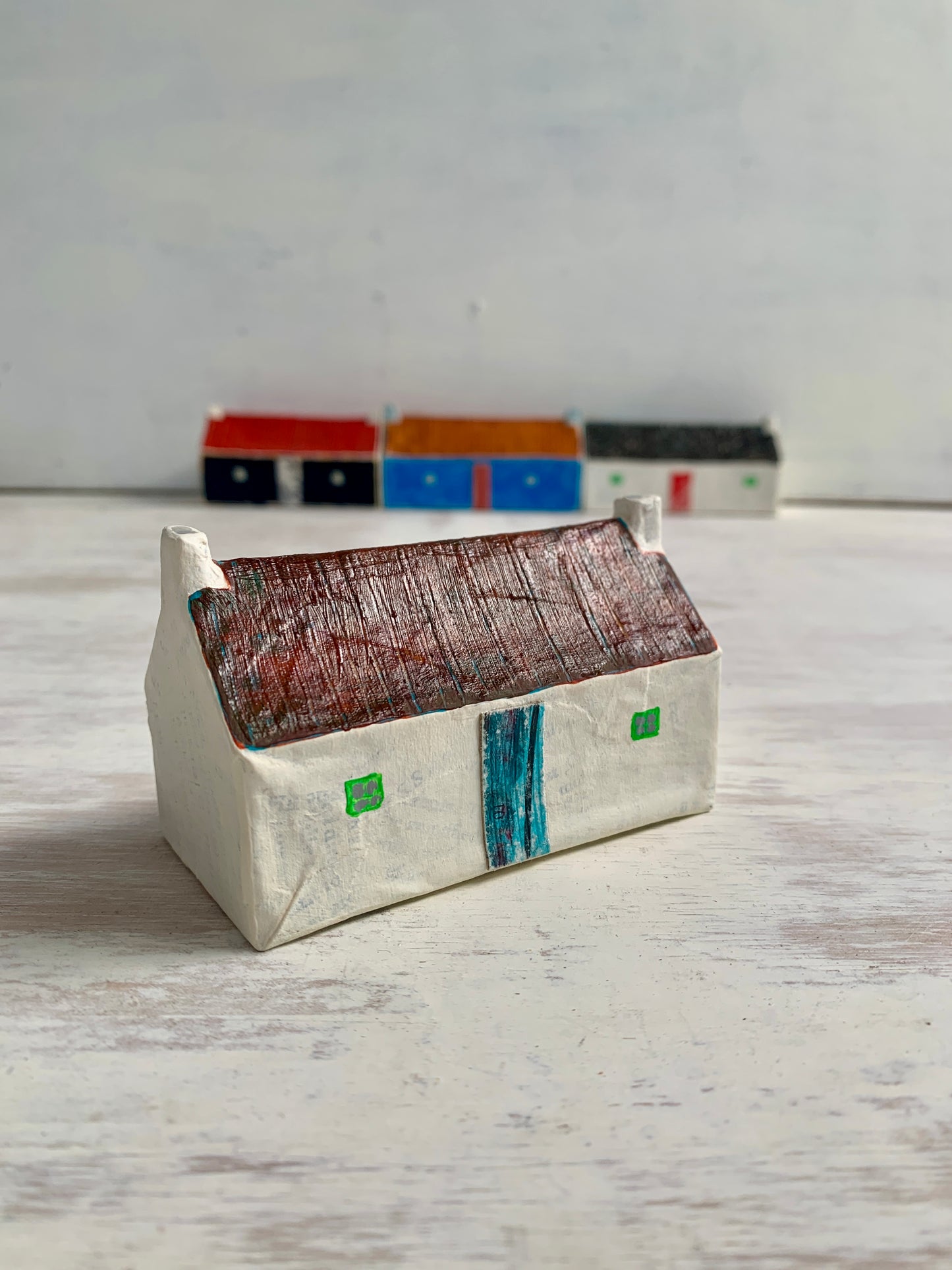 Sculpture - papier mâché and mixed media house sculpture