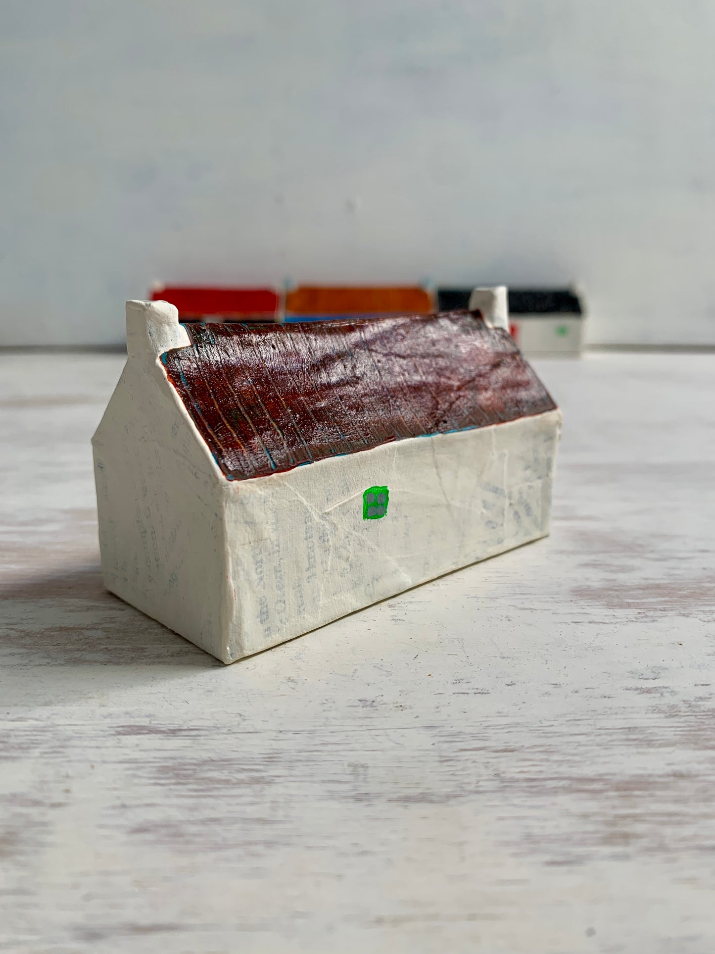Sculpture - papier mâché and mixed media house sculpture