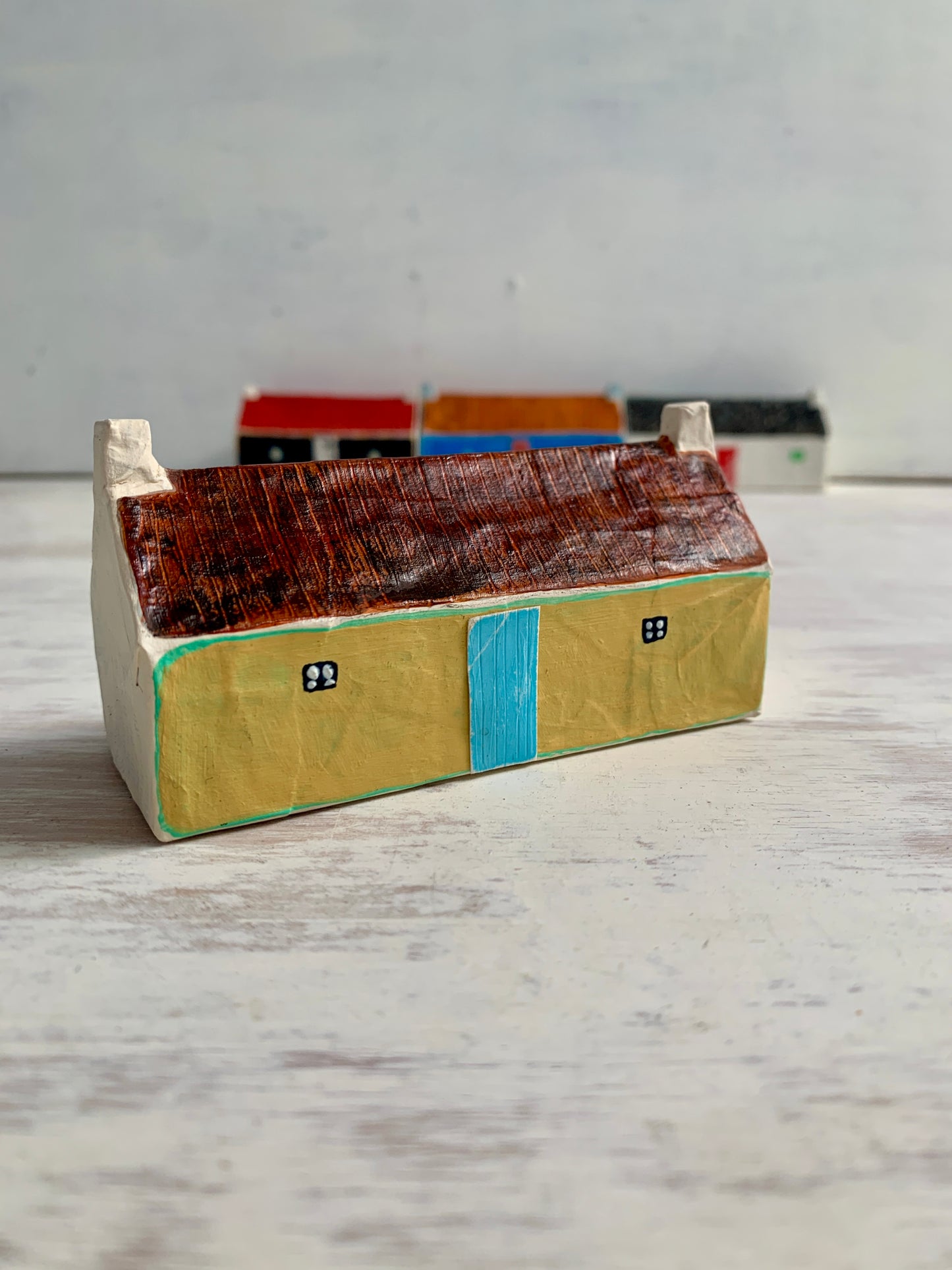 Sculpture - papier mâché and mixed media house sculpture