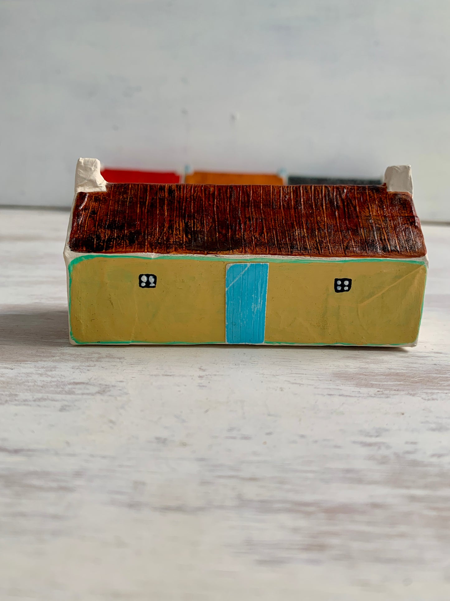 Sculpture - papier mâché and mixed media house sculpture