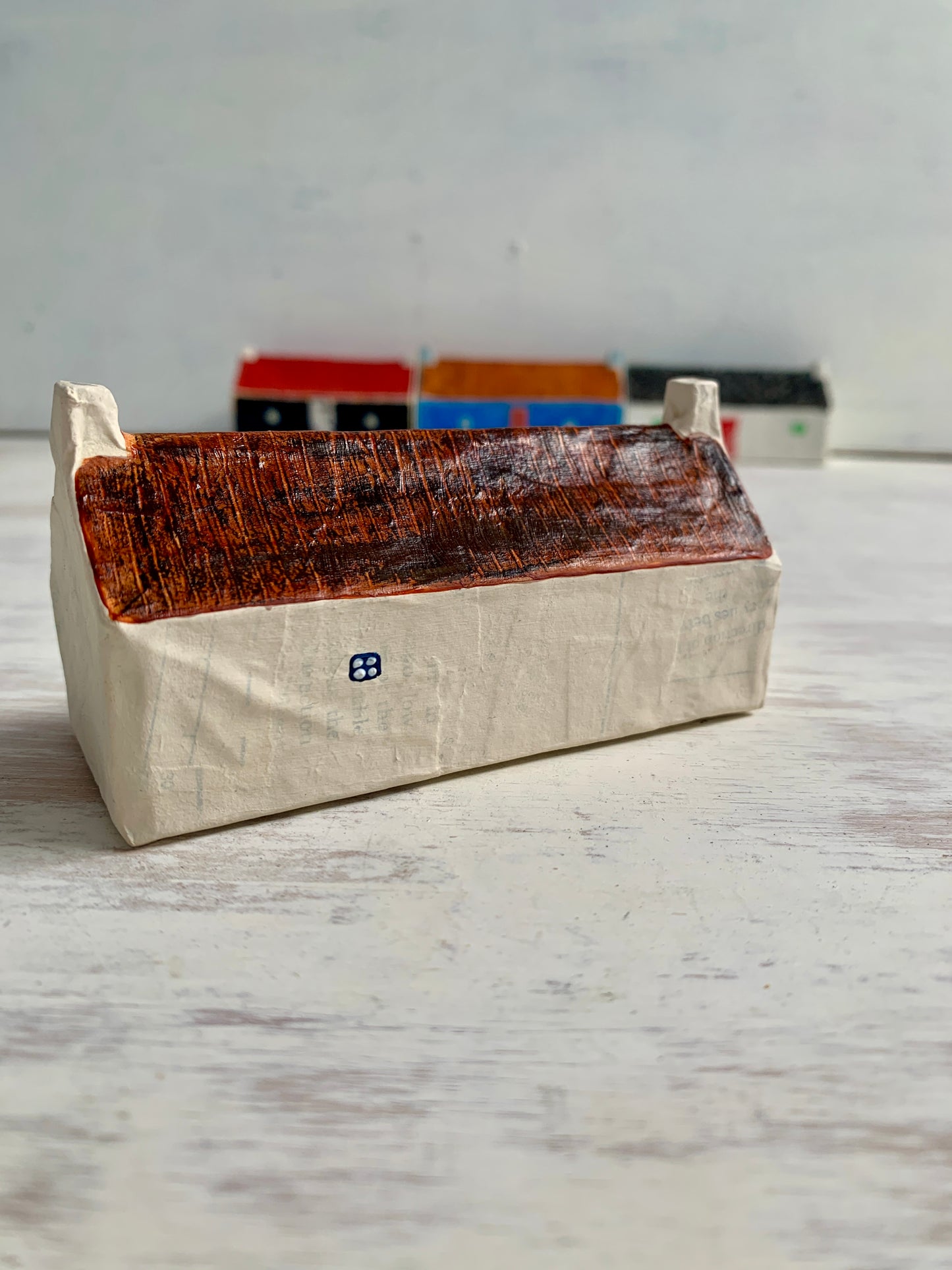 Sculpture - papier mâché and mixed media house sculpture