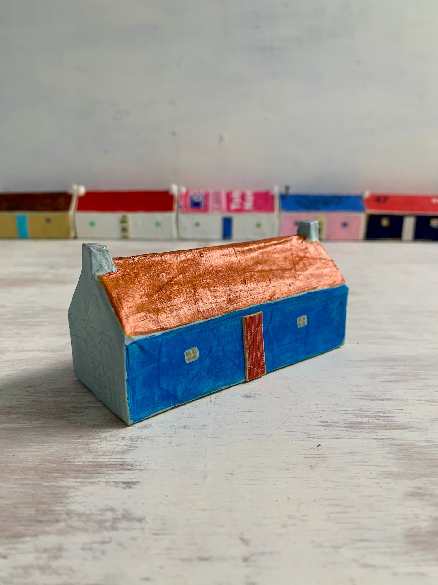 Sculpture - papier mâché and mixed media house sculpture