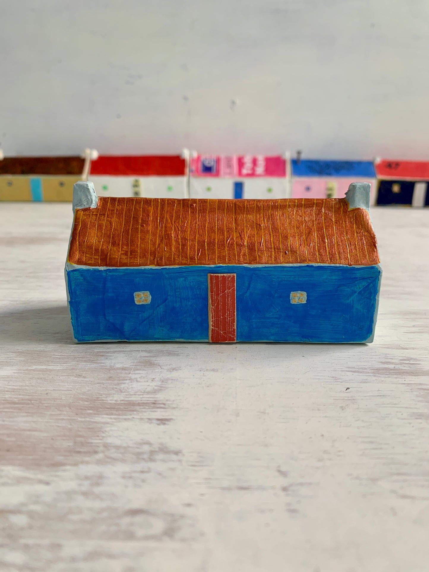 Sculpture - papier mâché and mixed media house sculpture