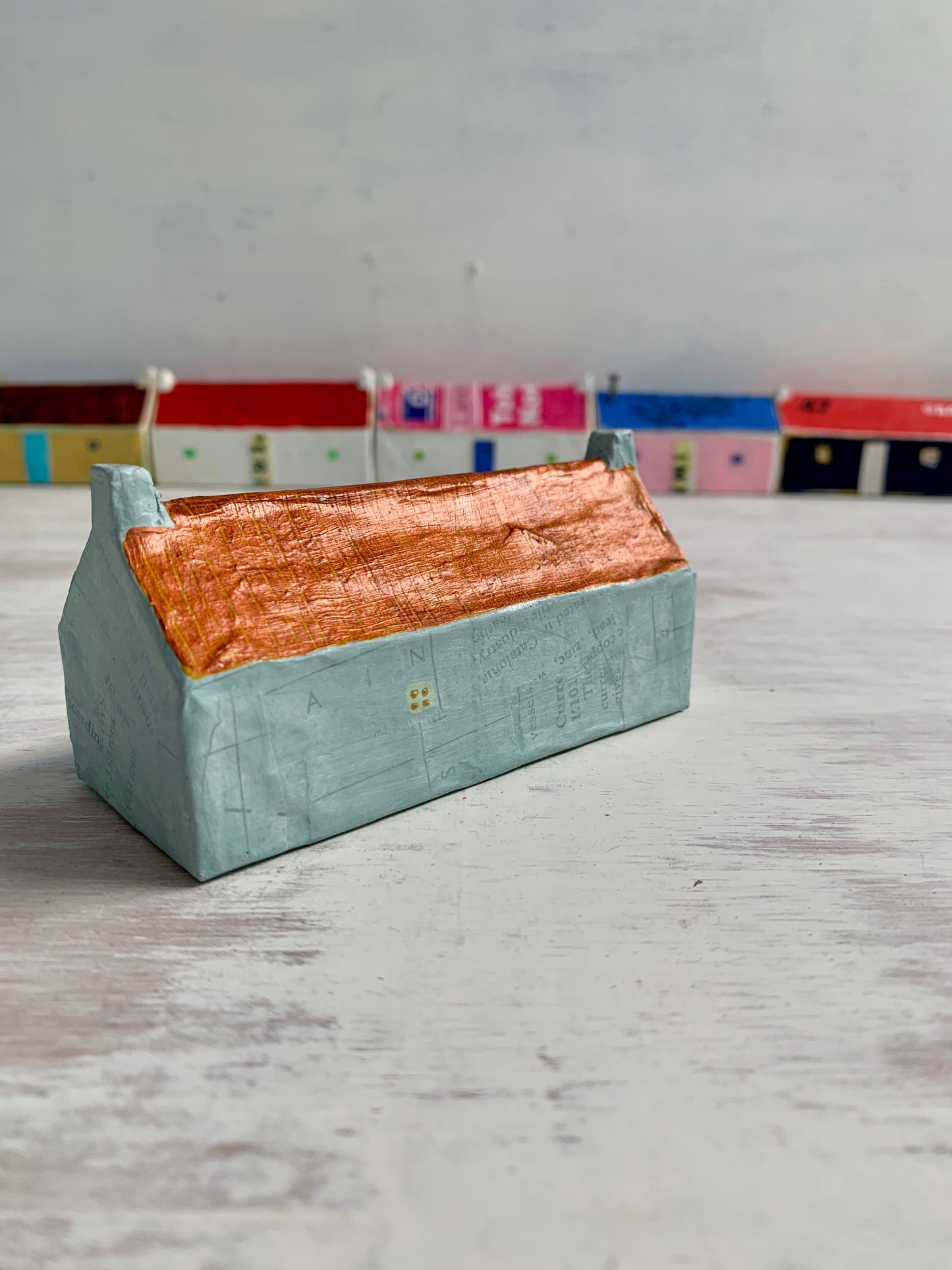 Sculpture - papier mâché and mixed media house sculpture