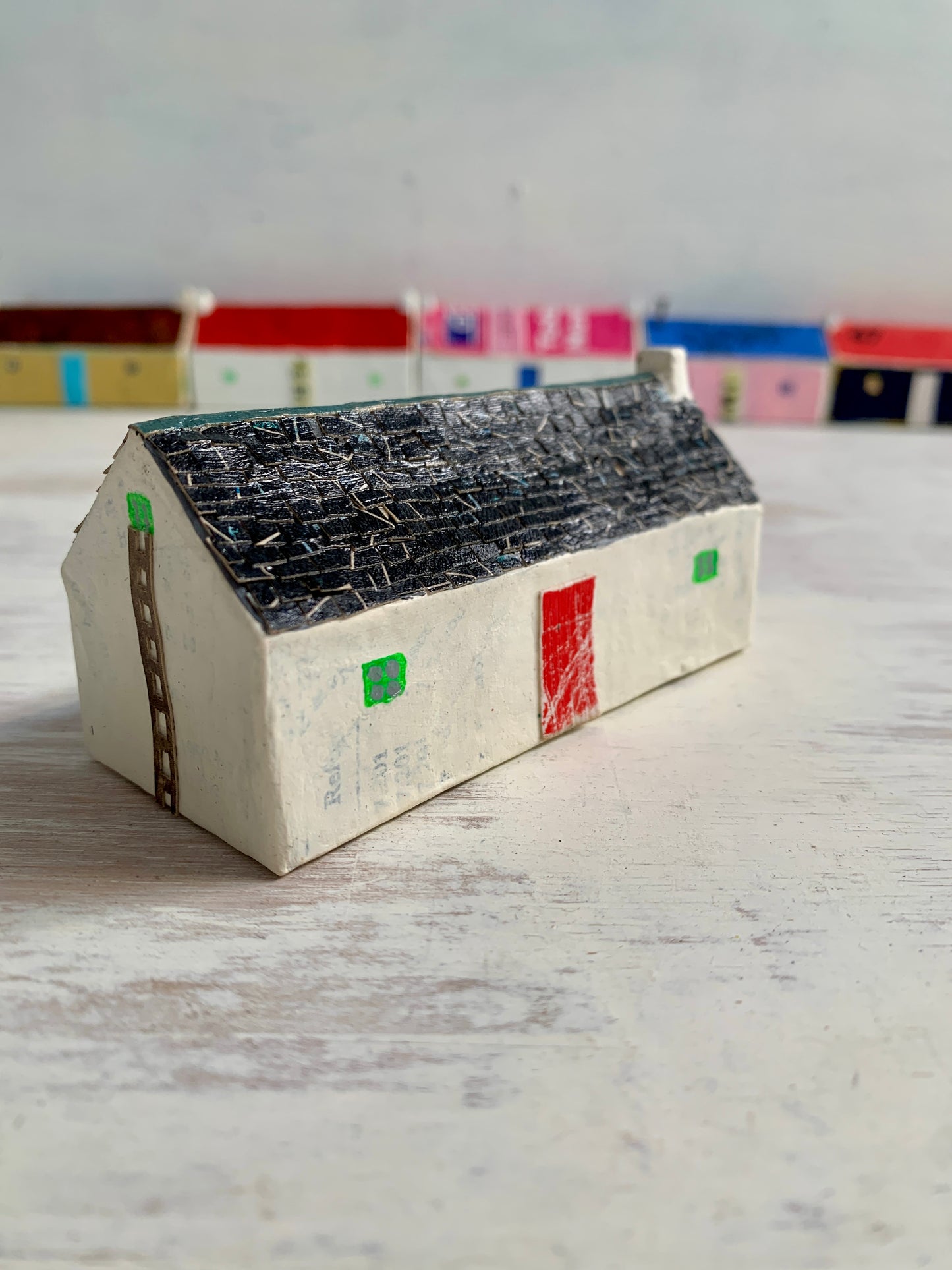 Sculpture - papier mâché and mixed media house sculpture