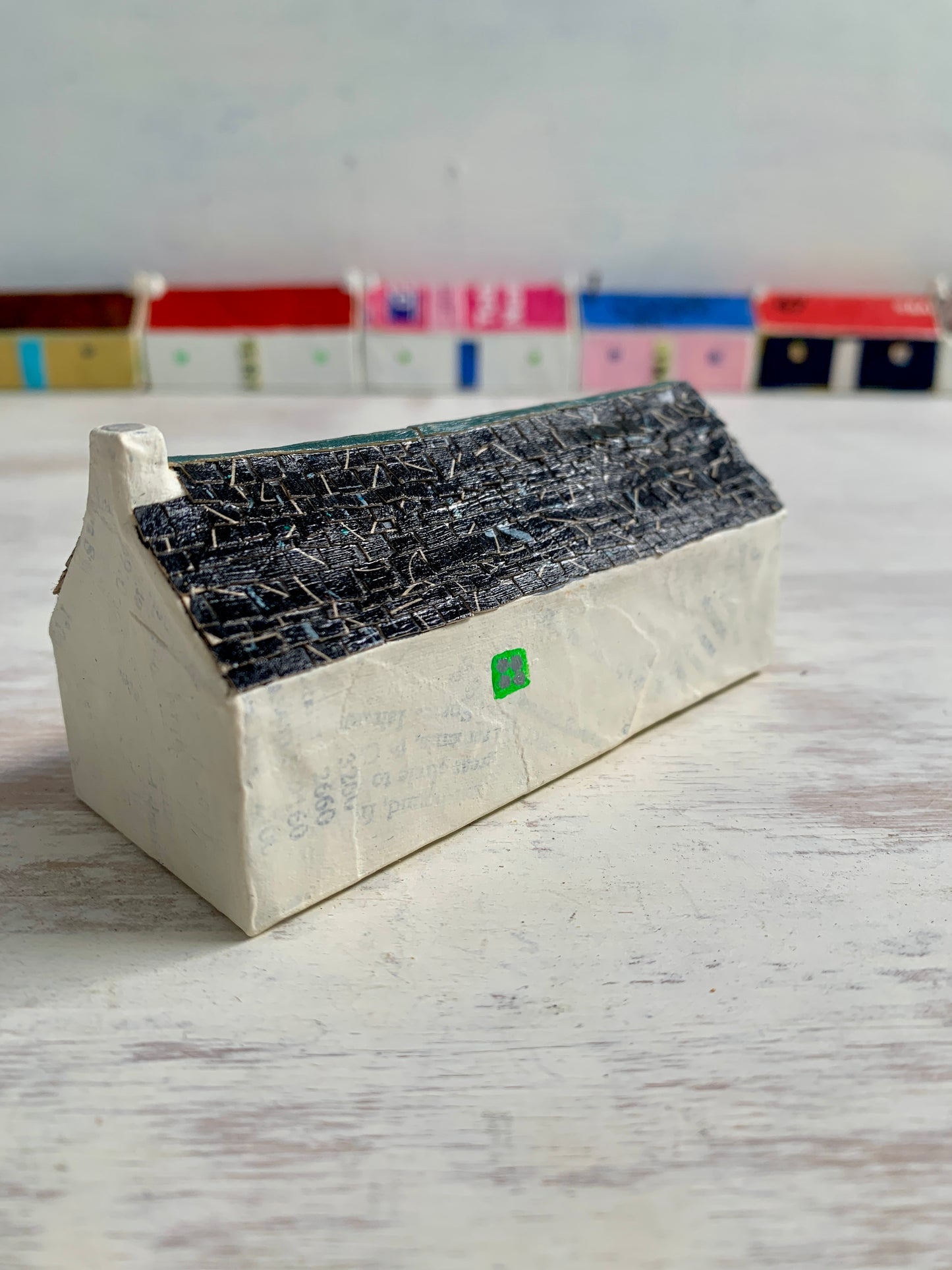 Sculpture - papier mâché and mixed media house sculpture