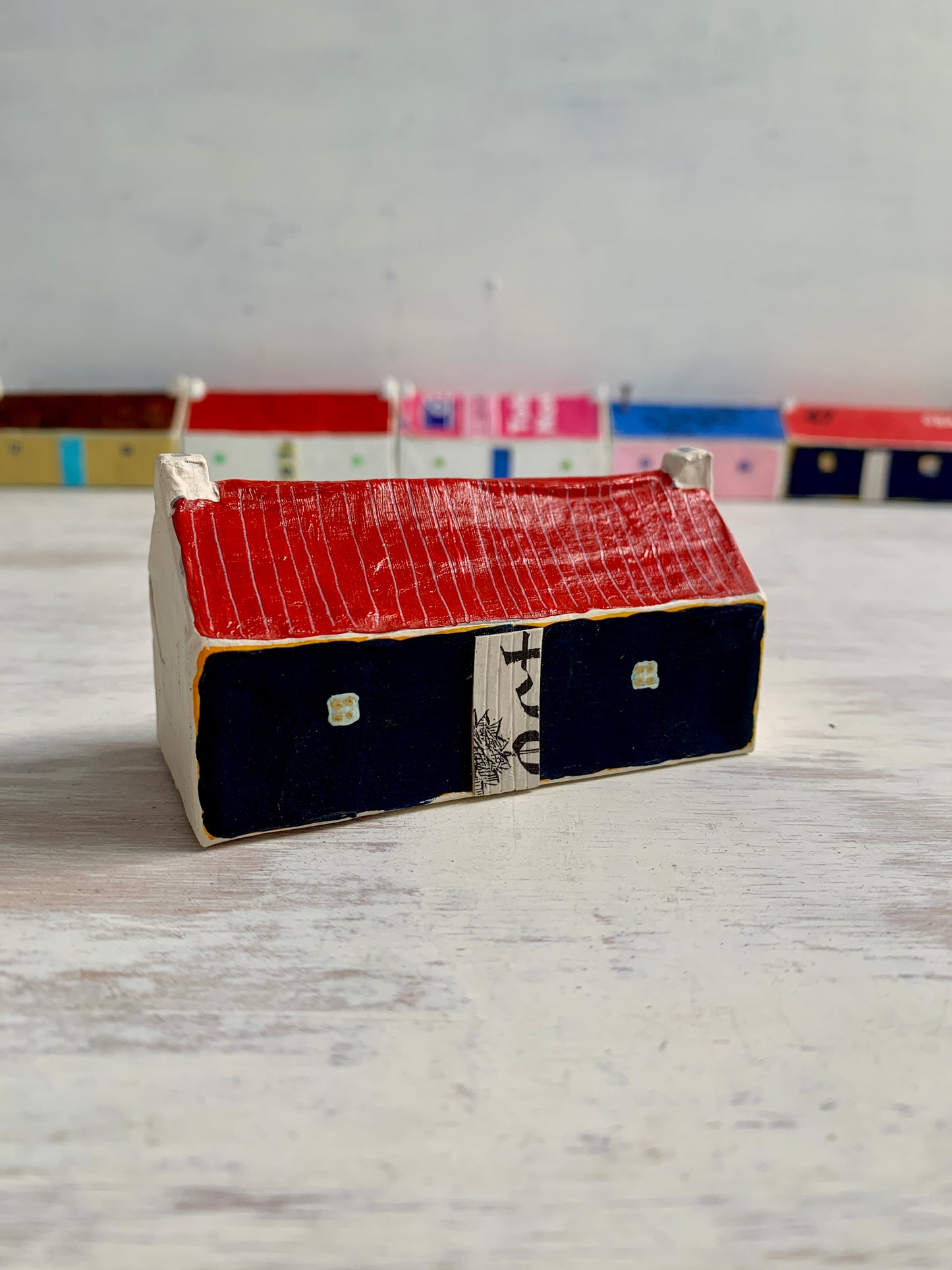 Sculpture - papier mâché and mixed media house sculpture