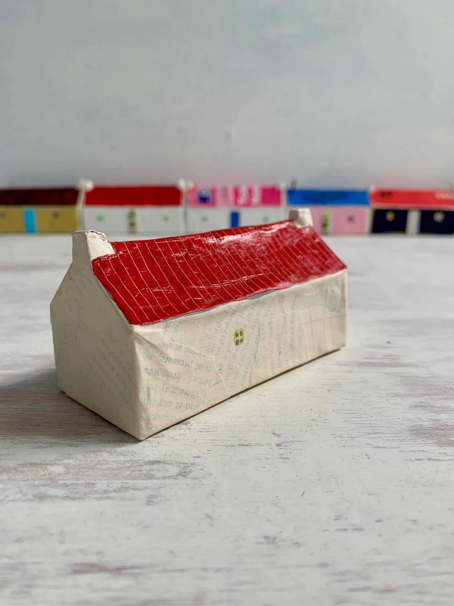 Sculpture - papier mâché and mixed media house sculpture